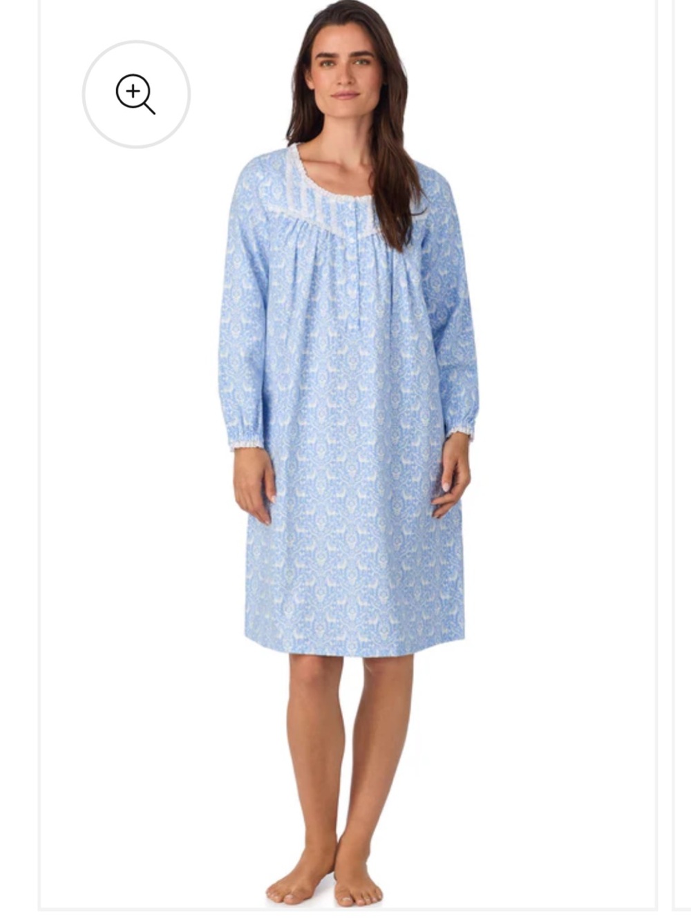 NWT Lanz of Salzburg Blue Nordic Tyrolean Waltz Flannel Gown Small